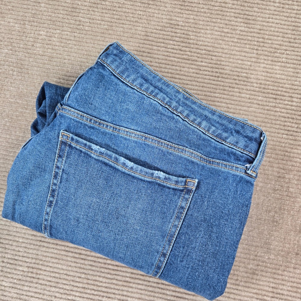 Old Navy Womens 22 Blue Distressed O.G. Straight High Rise Raw Hem Jeans